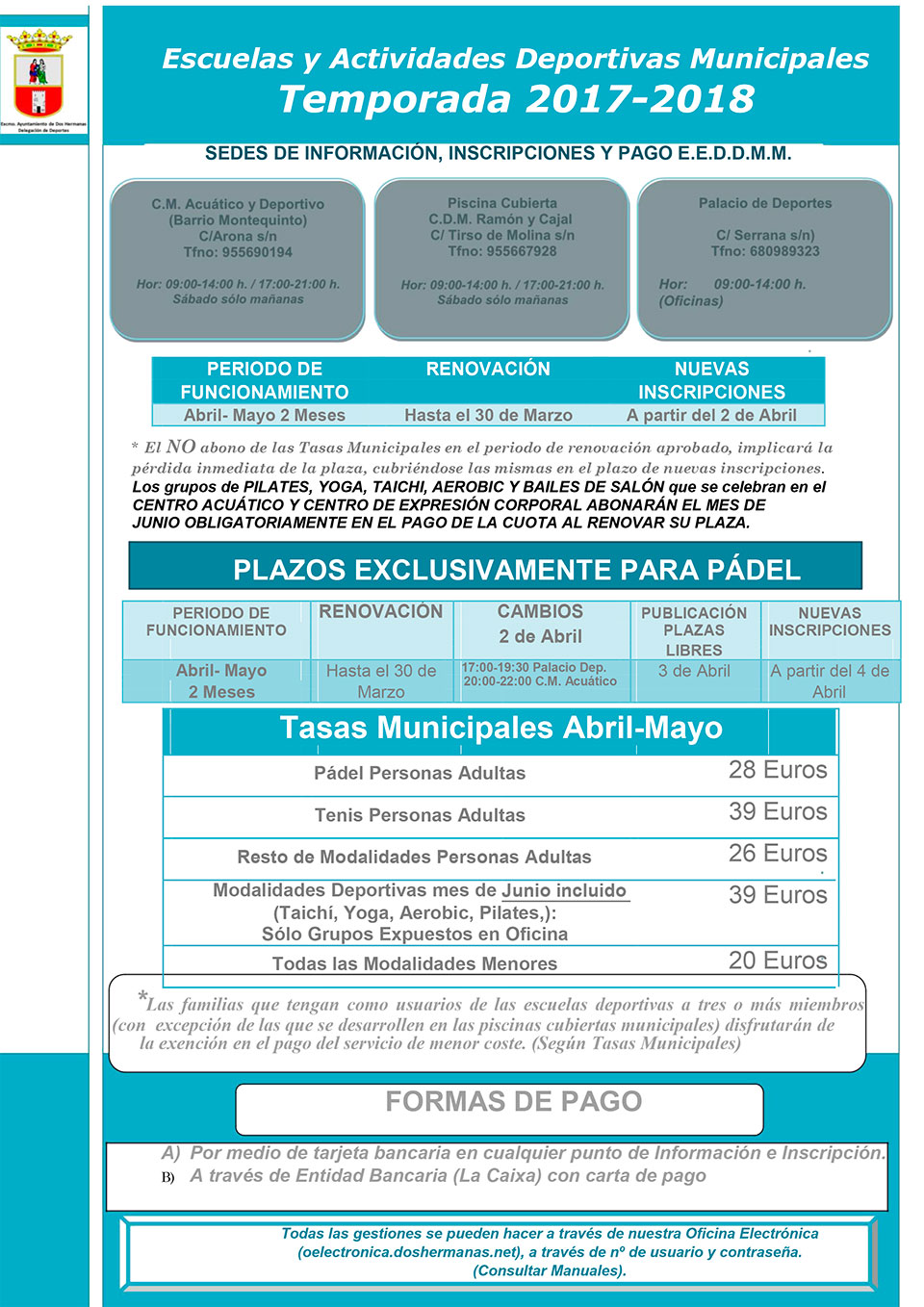 Renovación Escuelas y Actividades Deportivas Municipales - Temporada 2017-2018