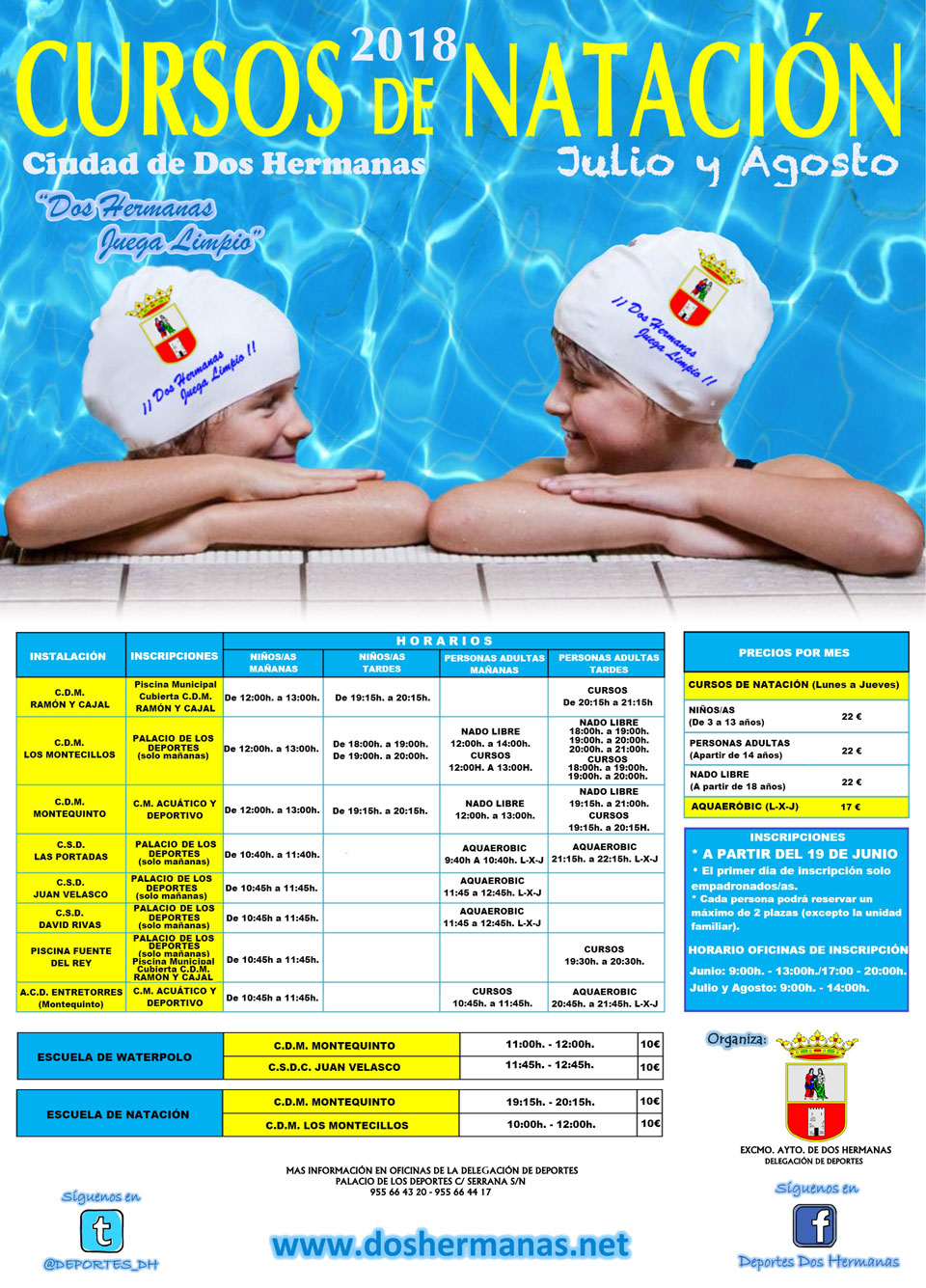 Cursos de Natación 2018 (Julio y Agosto)