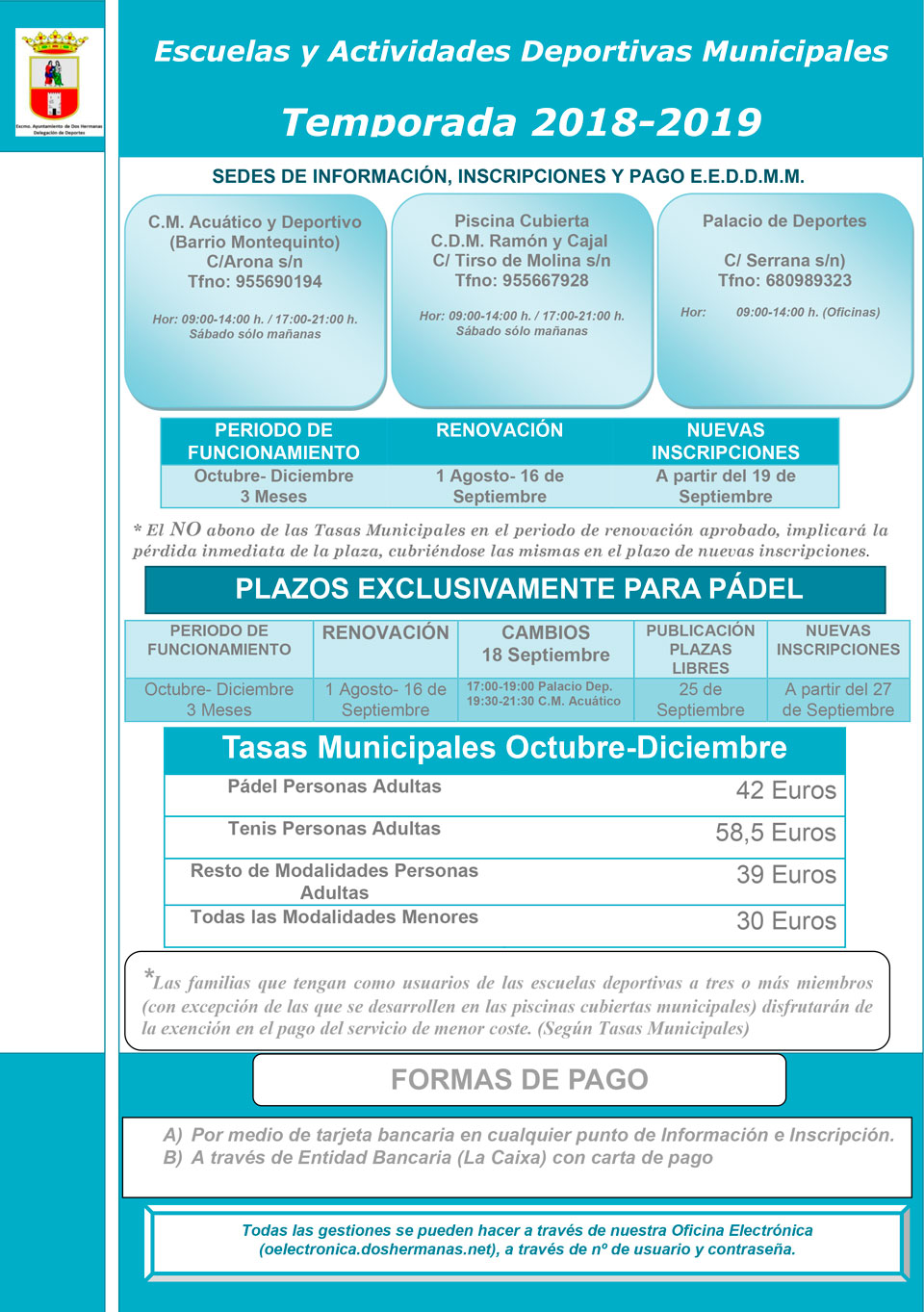 Renovación Escuelas y Actividades Deportivas Municipales - Temporada 2018-2019