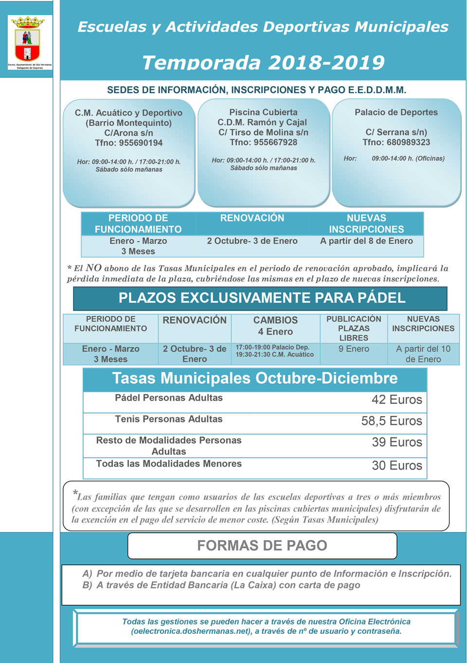 Renovación Escuelas y Actividades Deportivas Municipales - Temporada 2018-2019