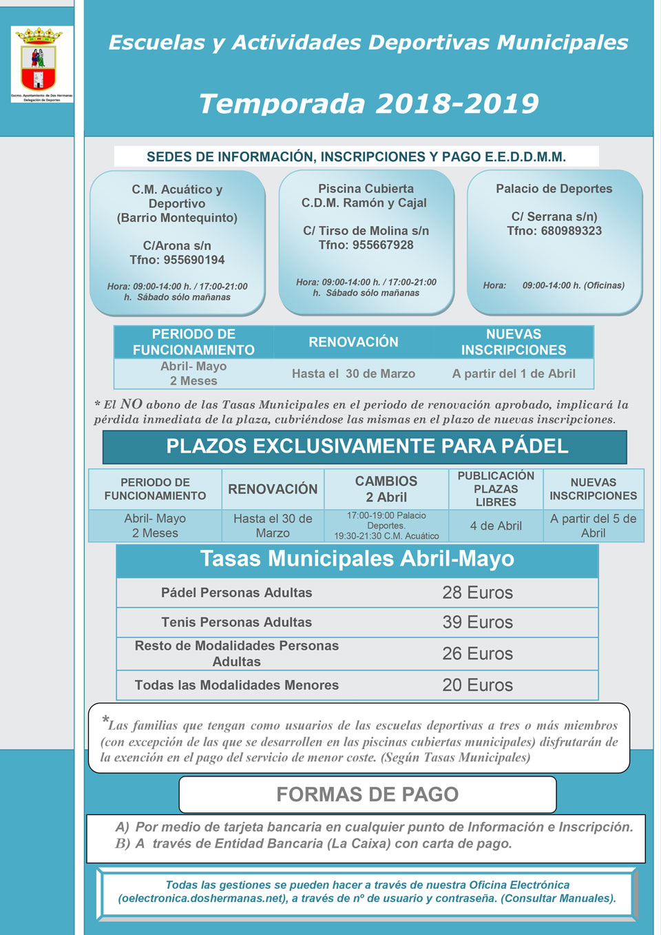 Renovación Escuelas y Actividades Deportivas Municipales - Temporada 2018-2019
