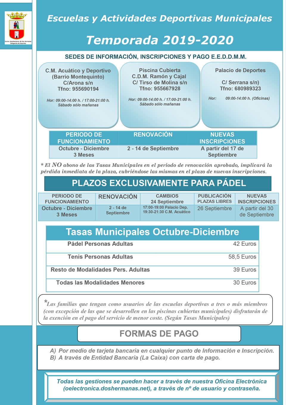 Escuelas y Actividades Deportivas Municipales Temporada 2019-2020