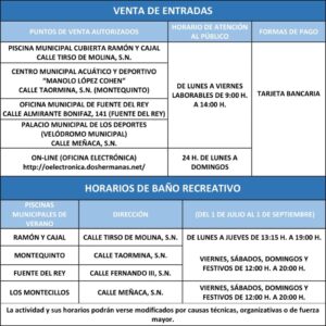Venta de entradas Piscinas de Verano 2024