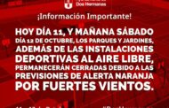 Cierre de parques y zonas deportivas en Dos Hermanas hoy viernes 11 y sábado 12 de octubre por alerta naranja de fuertes vientos