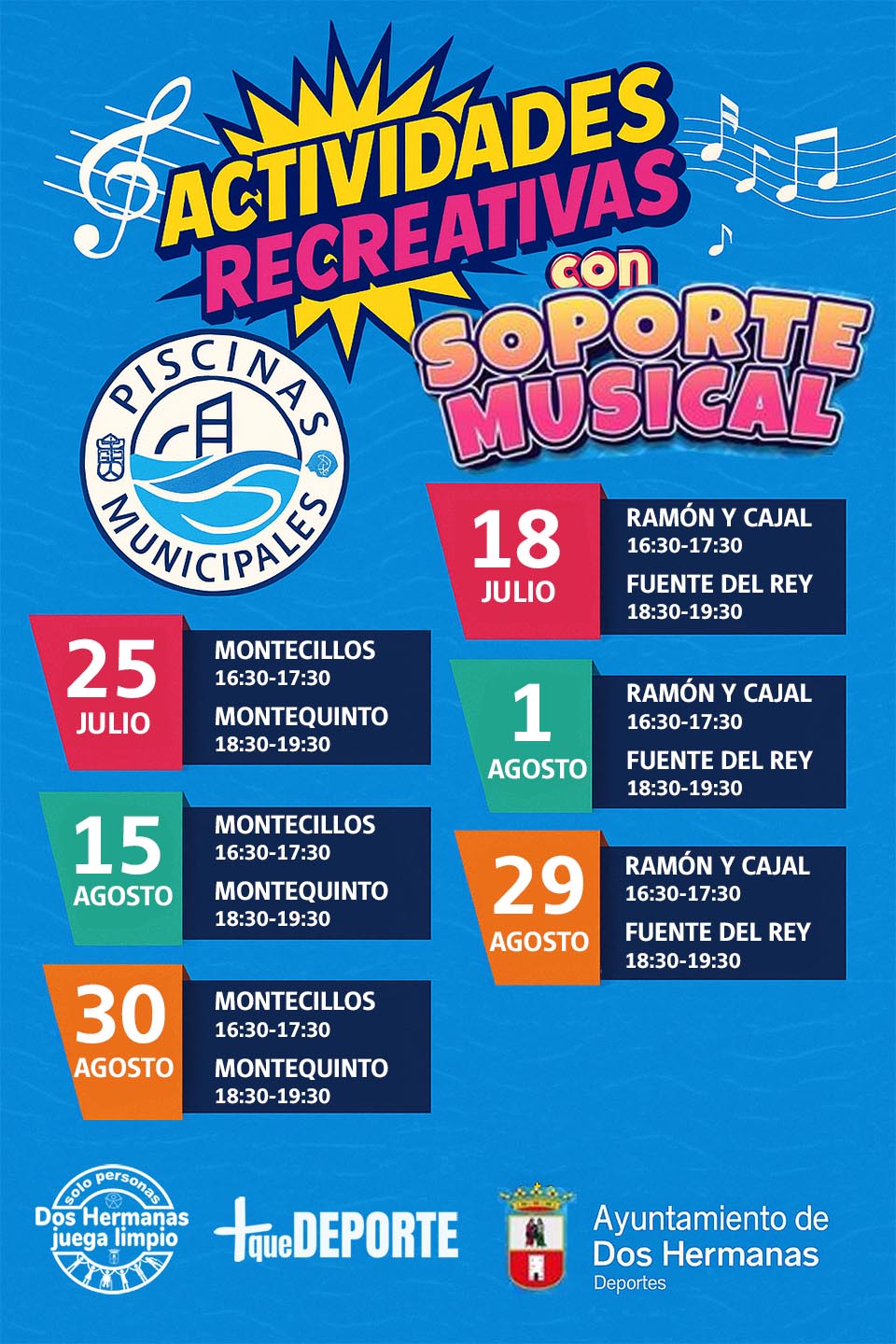 Diversión, deporte y música en las piscinas municipales de Dos Hermanas este verano