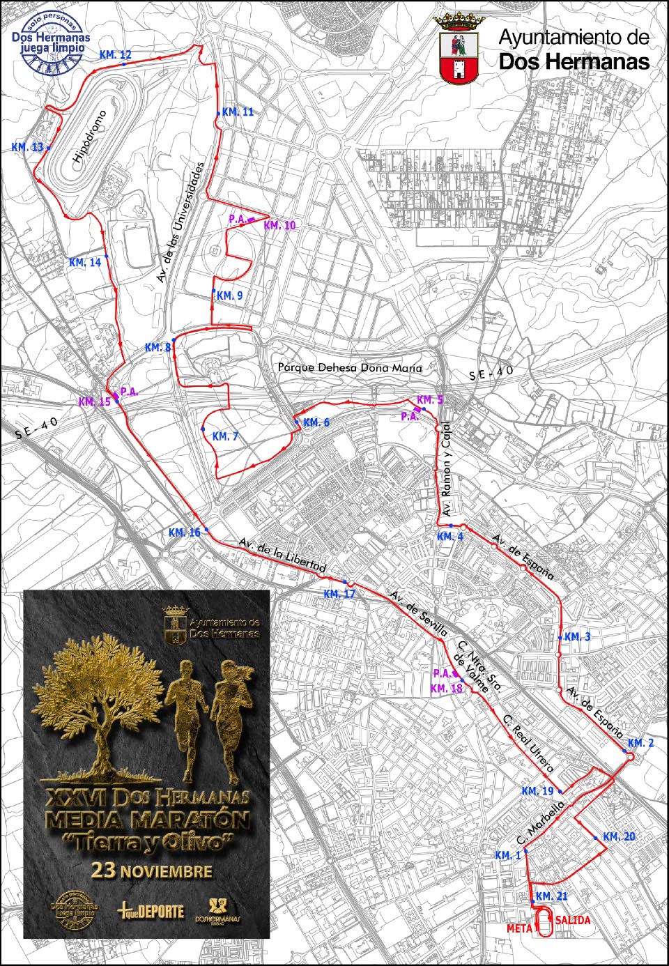 Recorrido XXVI Media Maratón “Tierra y Olivo” Ciudad de Dos Hermanas