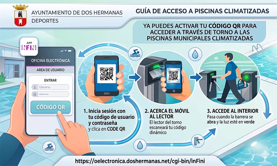 Ya puedes activar tu código QR para acceder por torno a las piscinas municipales climatizadas