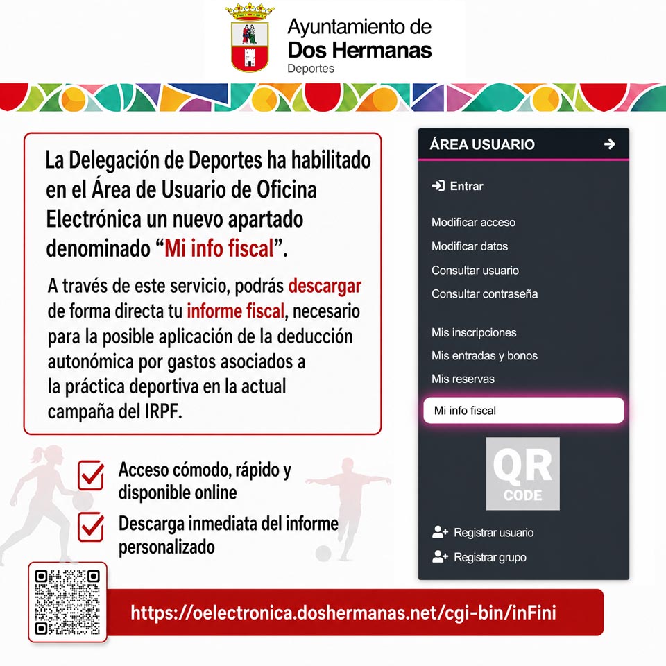 La Delegación de Deportes habilita la descarga del informe fiscal desde la Oficina Electrónica