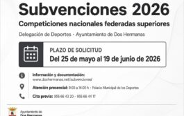 Abierto el plazo para la solicitud de subvenciones de la Convocatoria 2026 por participación en competiciones nacionales federadas superiores de la Delegación de Deportes del Excmo. Ayuntamiento de Dos Hermanas