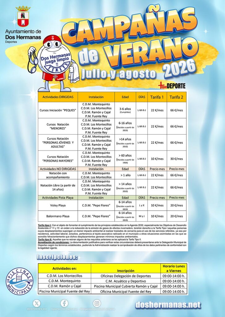 Cursos de Natación Verano 2026
