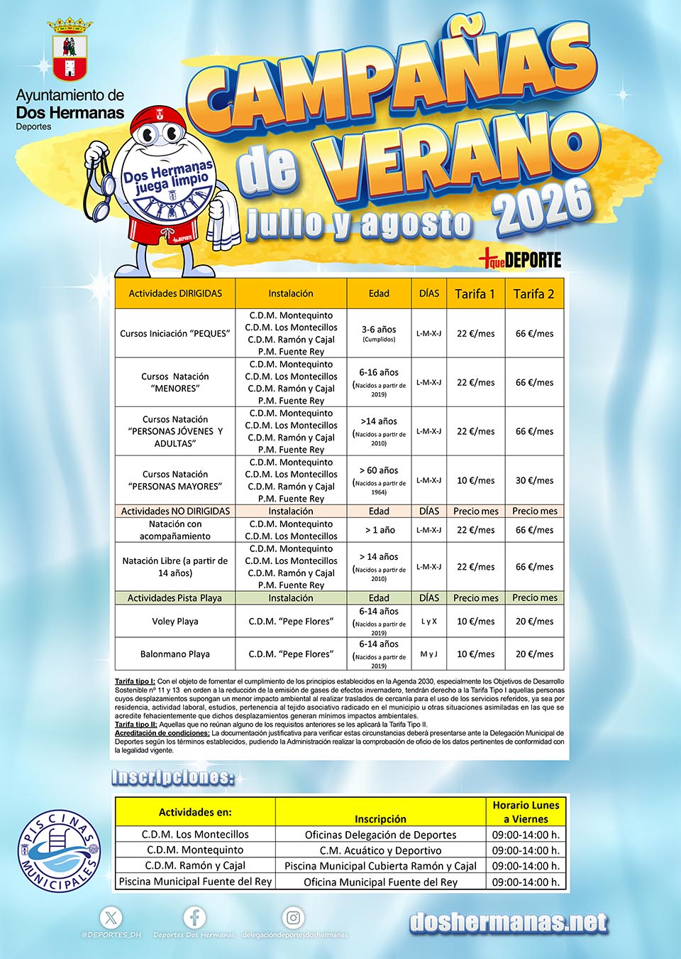 Cursos de Natación Verano 2026