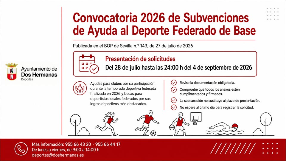Convocatoria 2026 de Subvenciones de Ayuda al Deporte Federado de Base