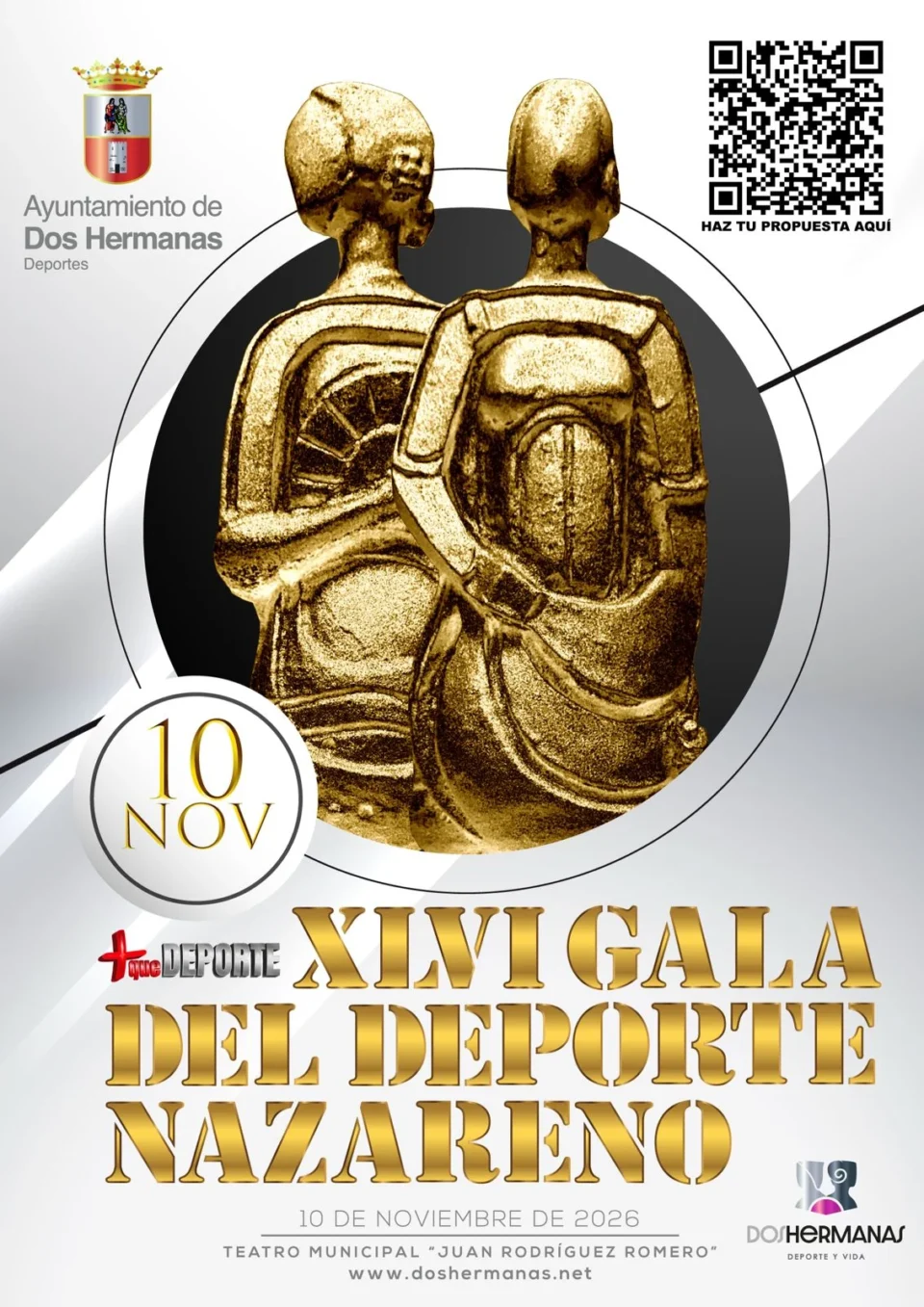 Cartel de la XLVI Gala del Deporte Nazareno, el 10 de noviembre de 2026 en el Teatro Municipal Juan Rodríguez Romero de Dos Hermanas